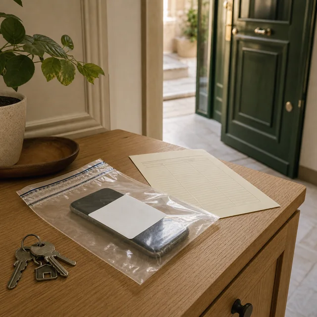 An opened drawer and displaced belongings in a quiet room.